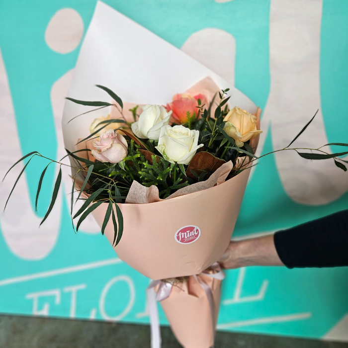 Peach Punch Rose Bouquet - Half Dozen - 6 Stems