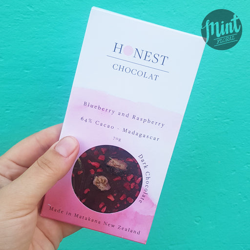 Blueberry and Raspberry Gourmet Chocolate Tablet by Honest Chocolat