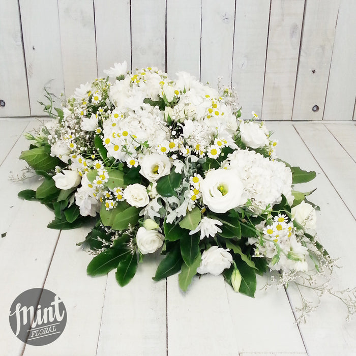 Funeral Casket Floral Arrangement - Neutral