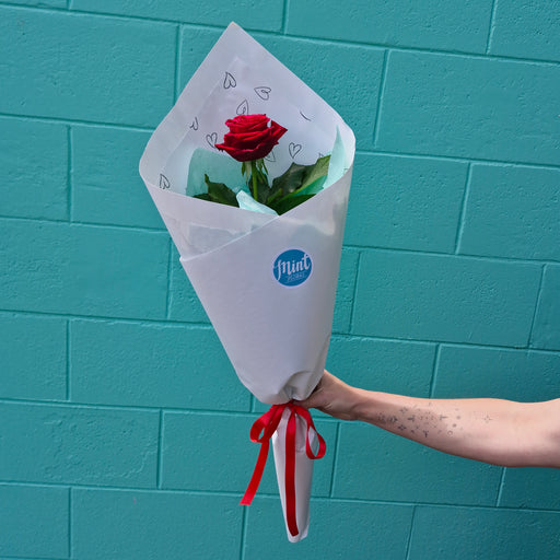 VALENTINES | Romantic Single Red Wrapped Rose