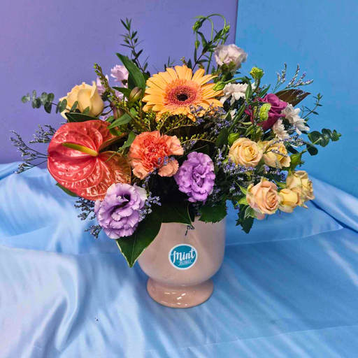 Pretty Pastel Floral Ceramic Vase Arrangement