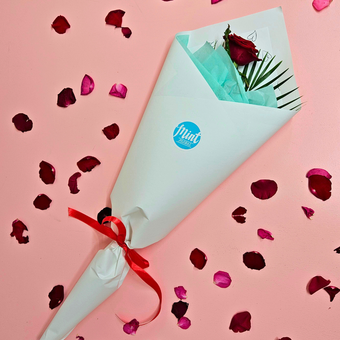 VALENTINES | Romantic Single Red Wrapped Rose