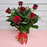 VALENTINES | Half Dozen Deluxe Romantic Red Roses In Pink Glass Vase