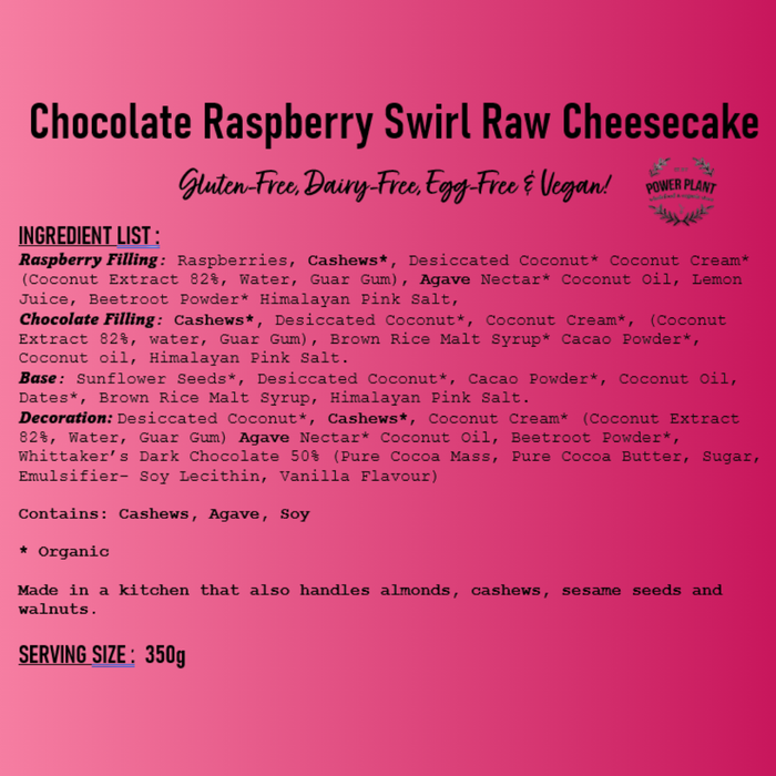 Organic Raw Cake - 2 flavours available (WHANGAREI DELIVERY ONLY)