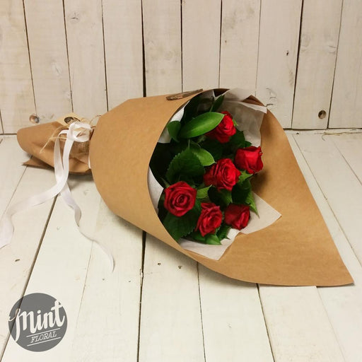 Romantic Red Rose Bouquet - Half Dozen - 6 Stems