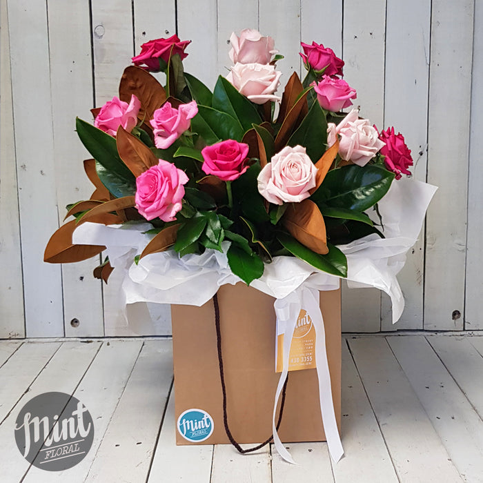 Candyfloss Pink Rose Bouquet - One Dozen - 12 Stems  | NOT AVAILABLE MOTHERS DAY WEEKEND