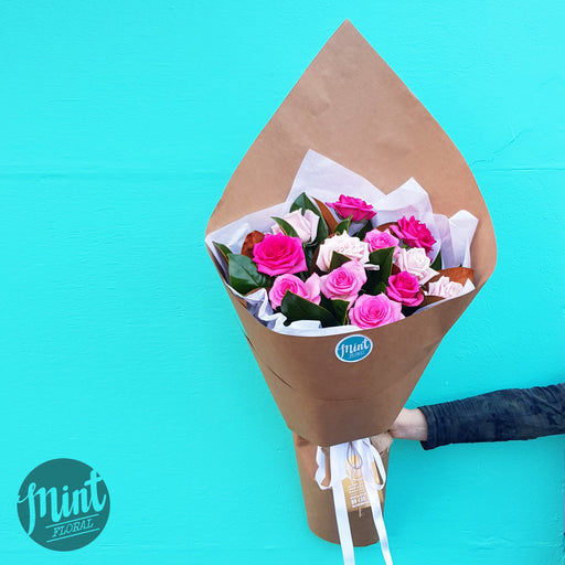 Candyfloss Pink Rose Bouquet - One Dozen - 12 Stems (NOT AVAILABLE MOTHERS DAY WEEKEND)