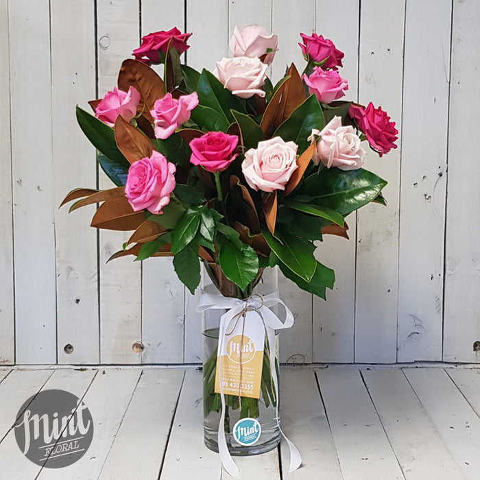 Candyfloss Pink Rose Bouquet - One Dozen - 12 Stems (NOT AVAILABLE MOTHERS DAY WEEKEND)