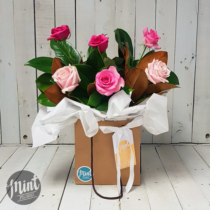 Candyfloss Pink Rose Bouquet - Half Dozen - 6 Stems (NOT AVAILABLE MOTHERS DAY WEEKEND)