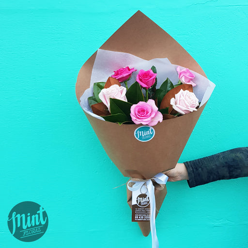 Candyfloss Pink Rose Bouquet - Half Dozen - 6 Stems (NOT AVAILABLE MOTHERS DAY WEEKEND)