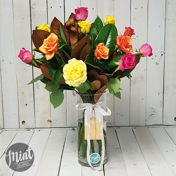 Rainbow Rose Bouquet - One Dozen - 12 Stems (NOT AVAILABLE MOTHERS DAY WEEKEND)