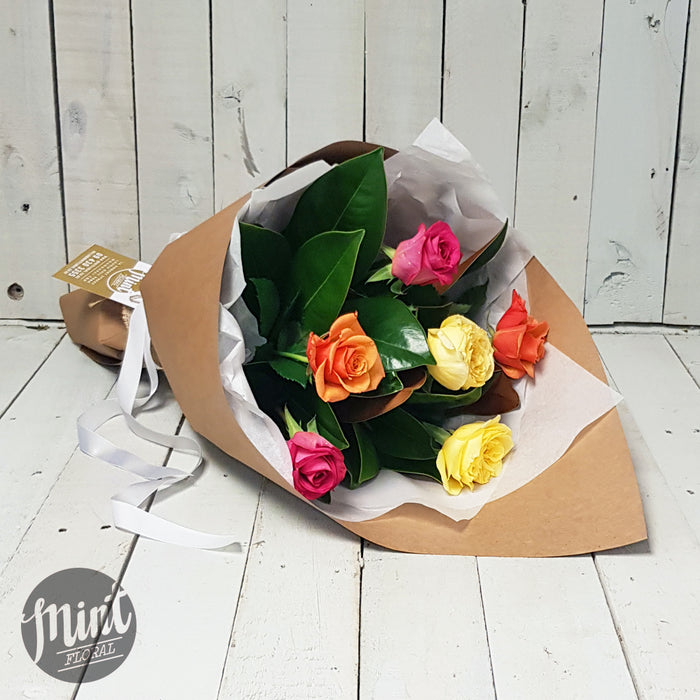 Rainbow Rose Bouquet - Half Dozen - 6 Stems  | NOT AVAILABLE MOTHERS DAY WEEKEND