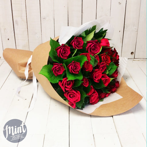 Romantic Red Rose Bouquet - Two Dozen - 24 Stems